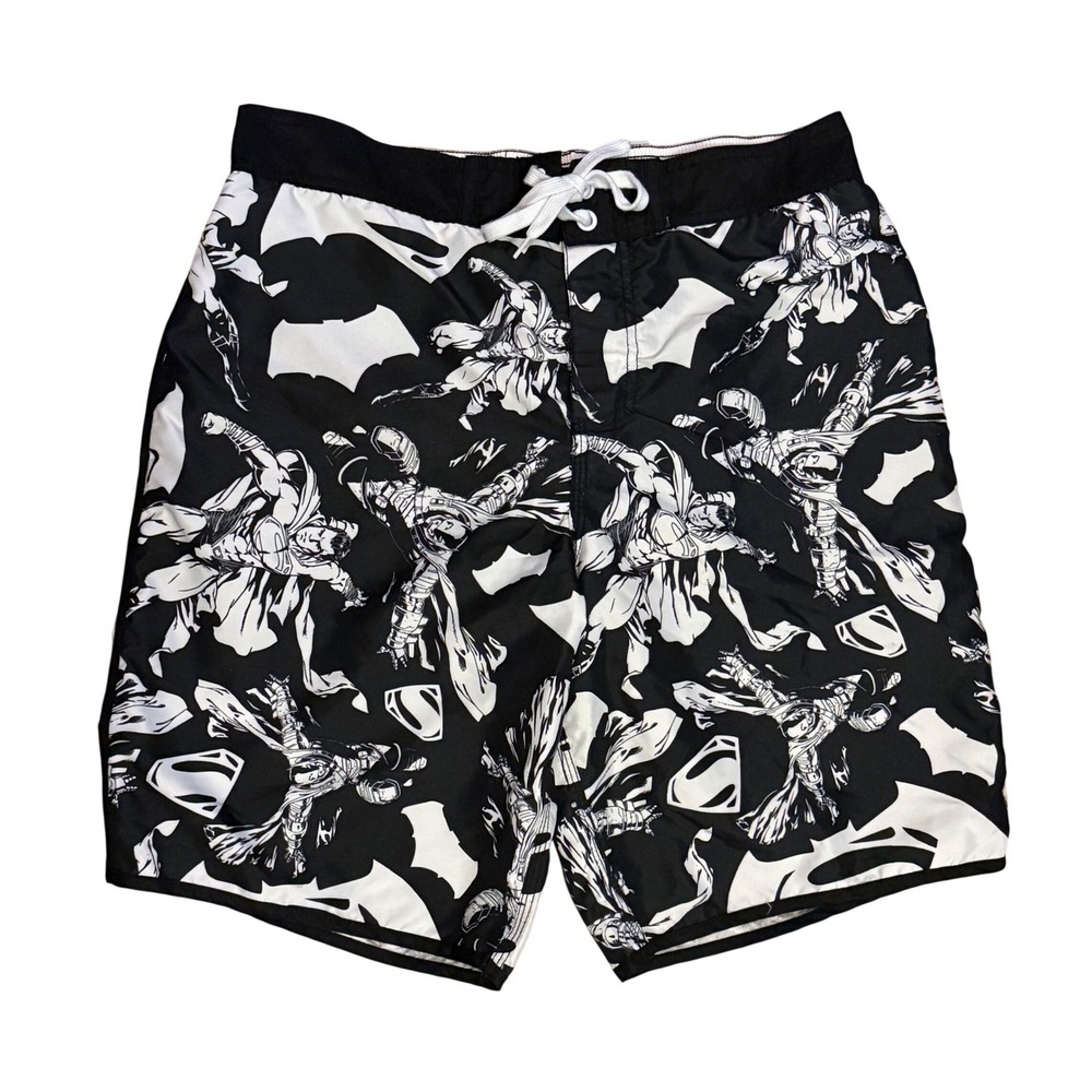 DC Comics Batman V Superman Dawn of Justice Board Shorts Mens Large Black White